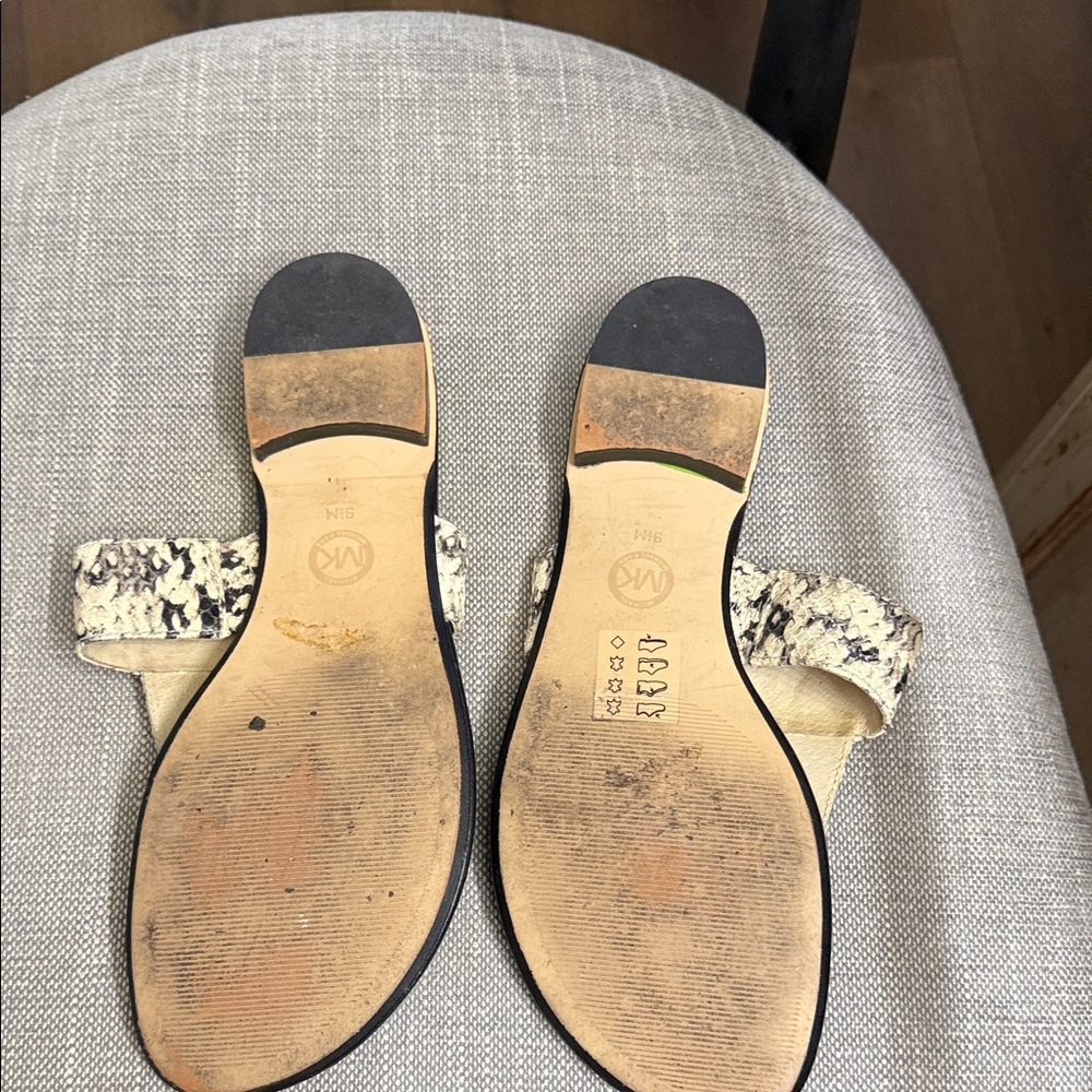 Michael Kors Black and Tan Animal Leather Sandals - Picture 3 of 3